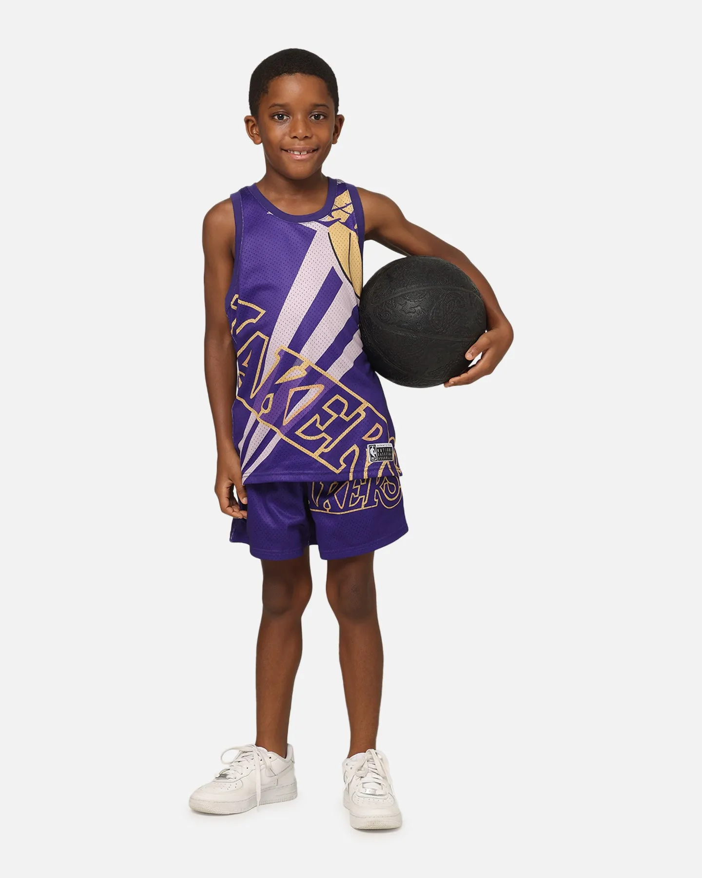 Lounge Ready Multi Pocket System NBA Kids' Los Angeles Lakers Hedley Mesh Shorts Purple