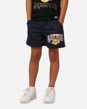 NBA Kids' Los Angeles Lakers Newark Mesh Shorts Navy Breezy Feel No Ride Up Silicone Grip