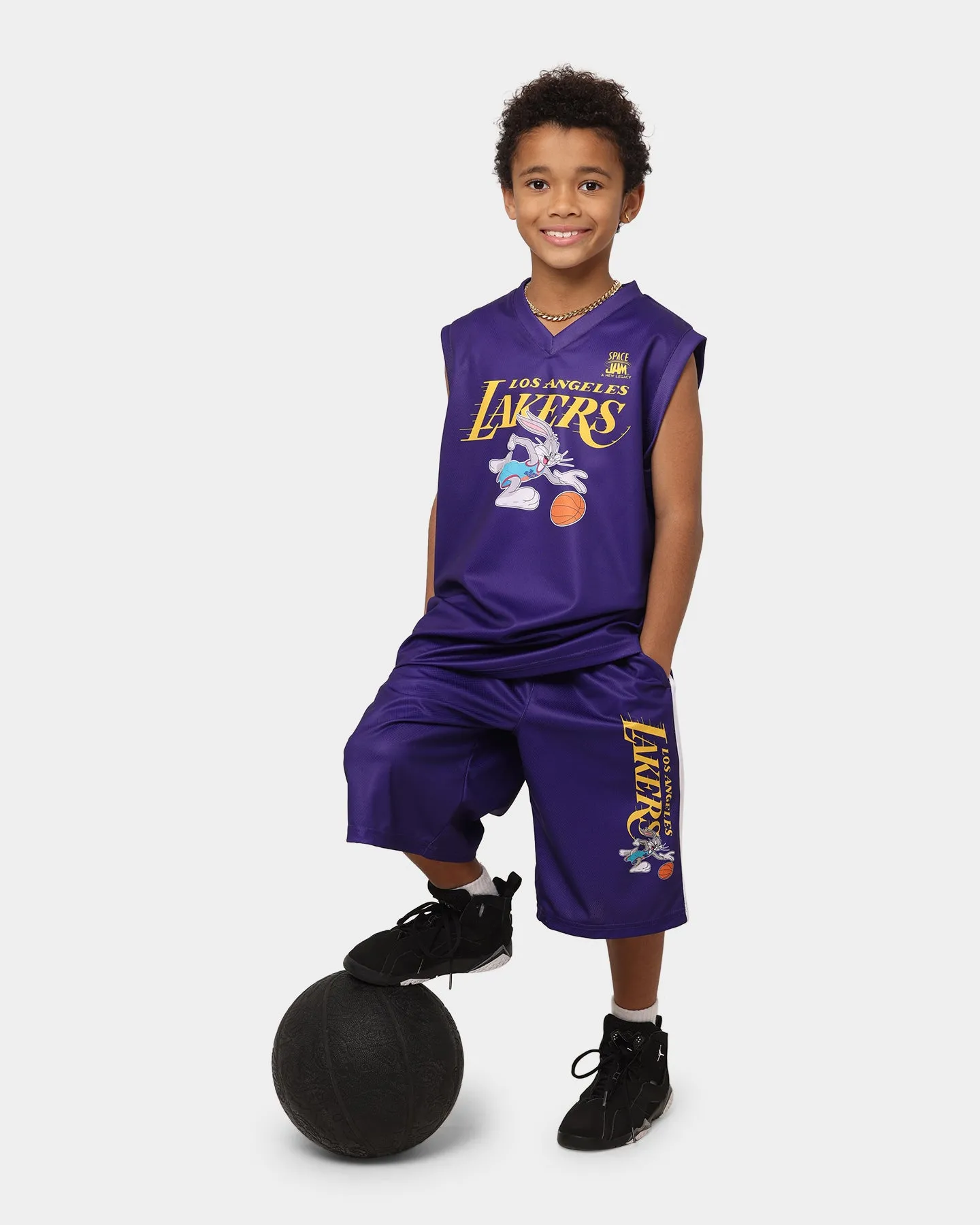 NBA Kid's NBA X Space Jam 2: A New Legacy Los Angeles Lakers Shorts Purple Anti Static Material Shock Dispersing Architecture