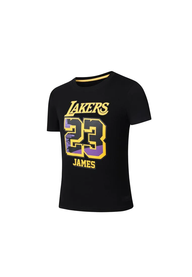 NBA Loose Fit Rubber Print Mens T-shirt - James Los Angeles Lakers Ventilation Panels Sustainable Dye Method