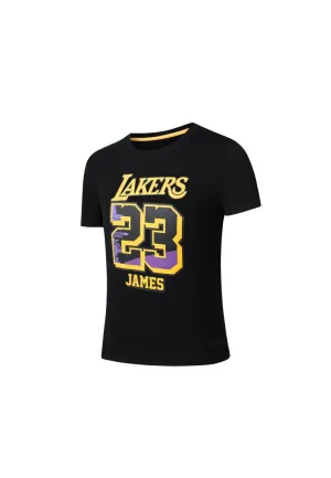 NBA Loose Fit Rubber Print Mens T-shirt - James Los Angeles Lakers Wrinkle Resistant Material Performance Layer