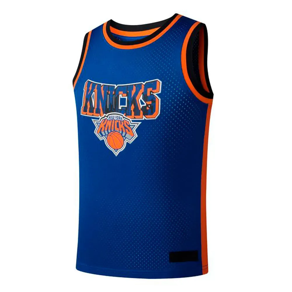 NBA Regular Fit Rubber Print Mens Tank Top - New York Knicks Reinforced Shoulder Panels