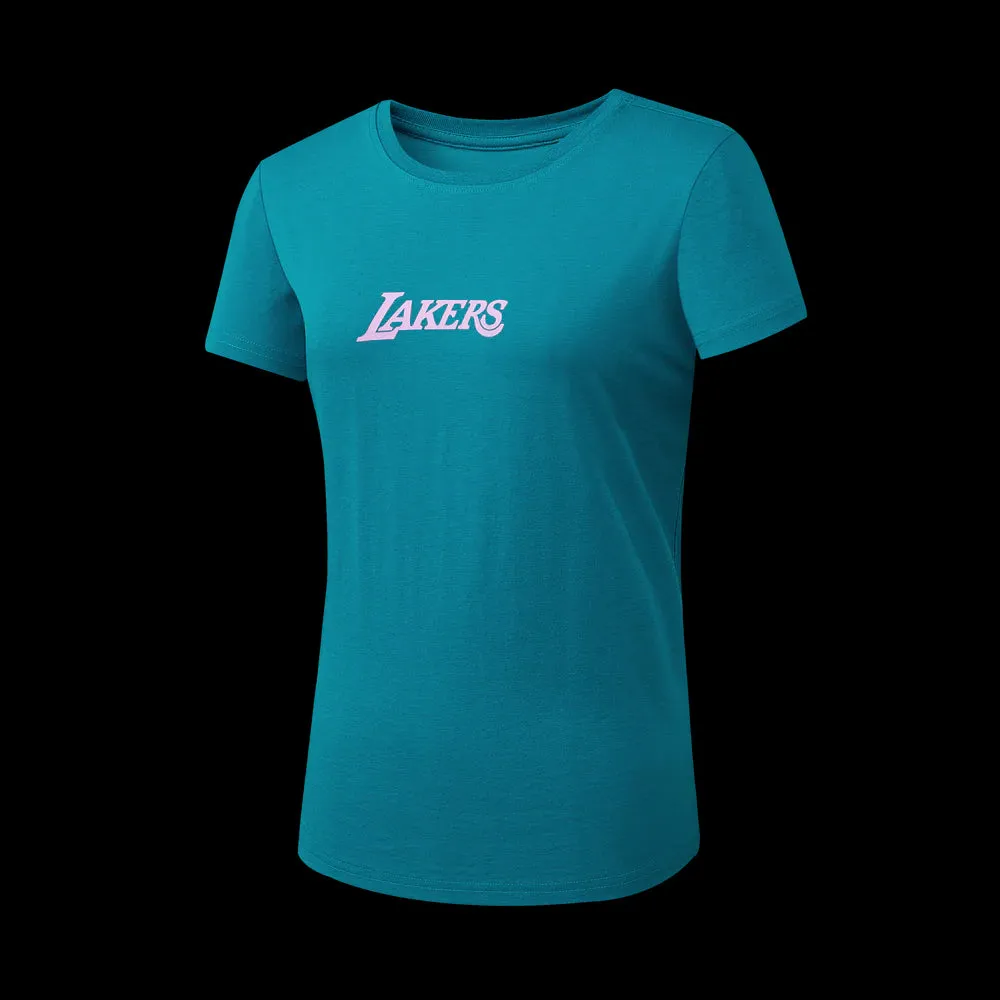 Casual Wear Compact Yarn Durability NBA Stitches Loose Fit Crew Neck T-shirt - Los Angeles Lakers