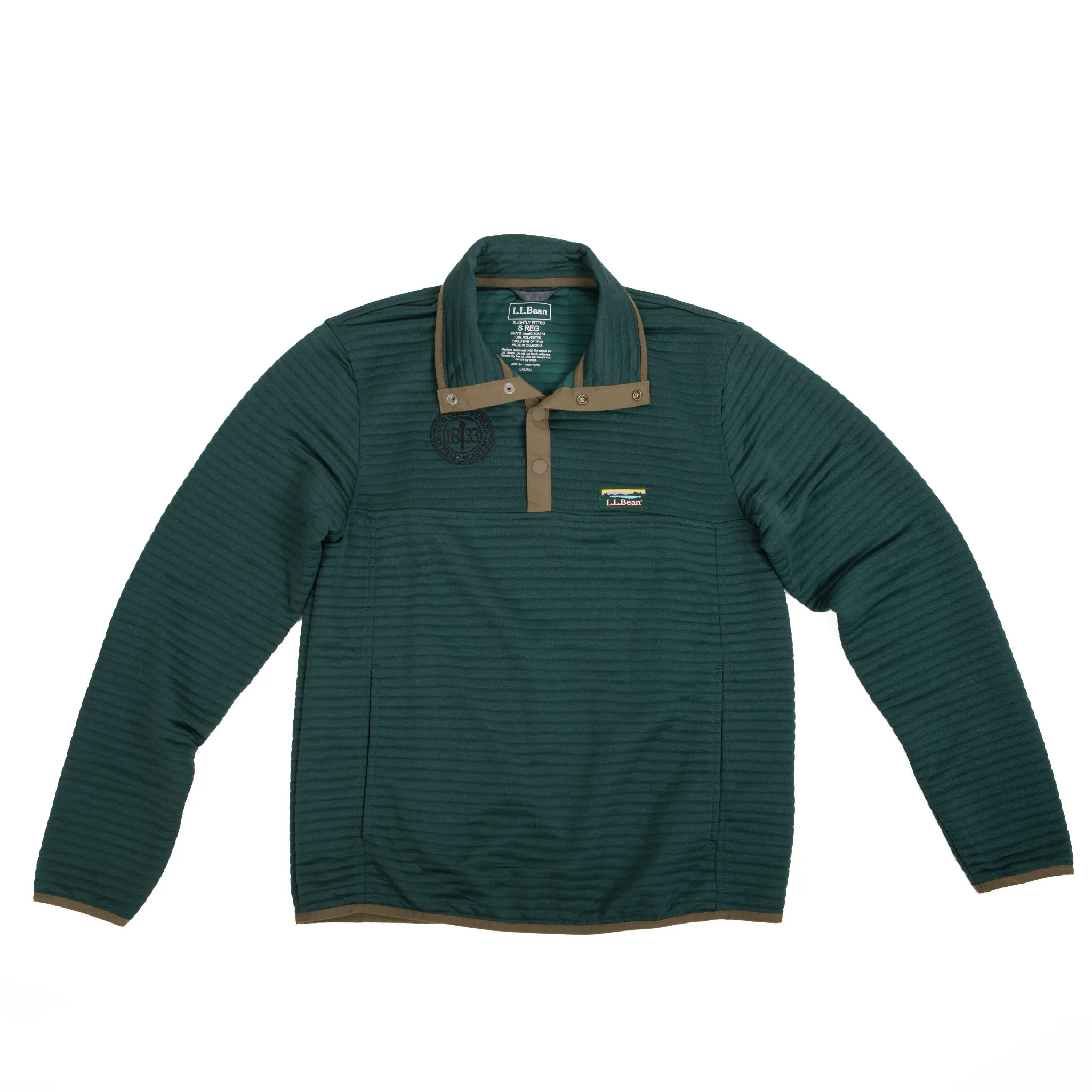 LL Bean Airlight Men's Hunter Green Pullover product quilted lining comfort product photography
