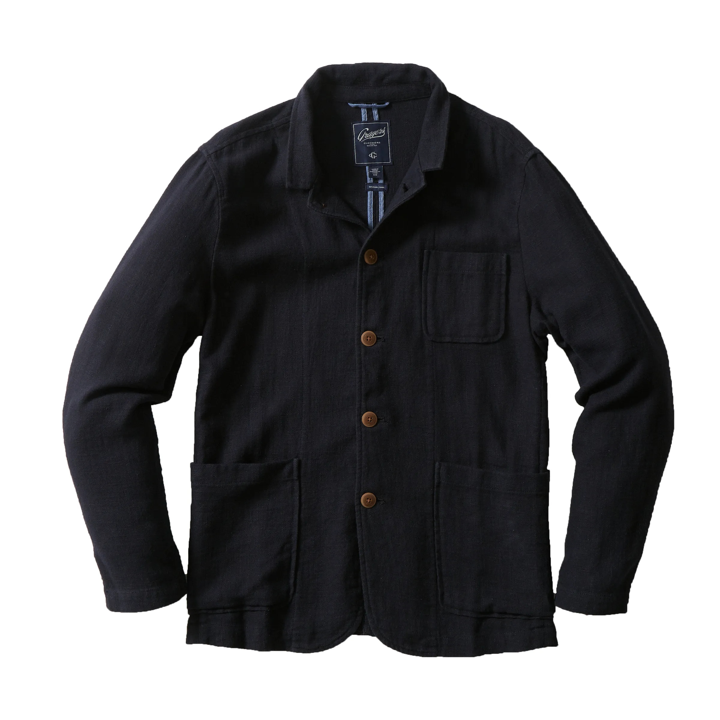 Tech Use Nelson Ramie Stand Up Collar Jacket - Navy