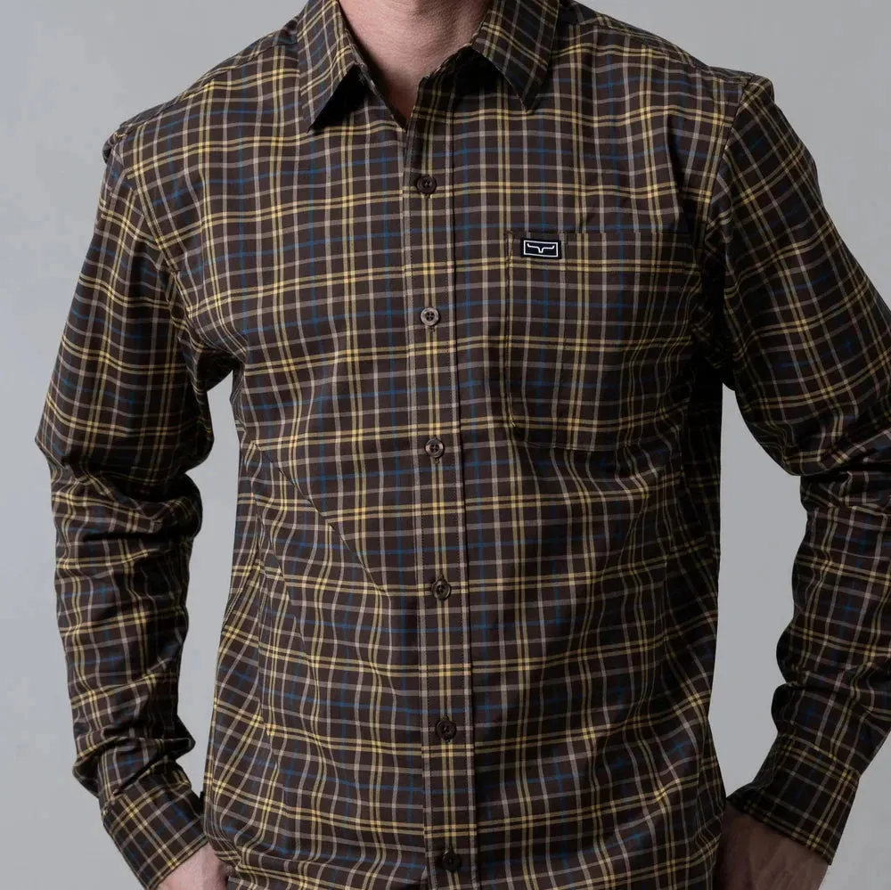 Kimes Ranch Men's L/S Lucas Western Button Down Shirt in Brown Minimalist Apparel Machine washable