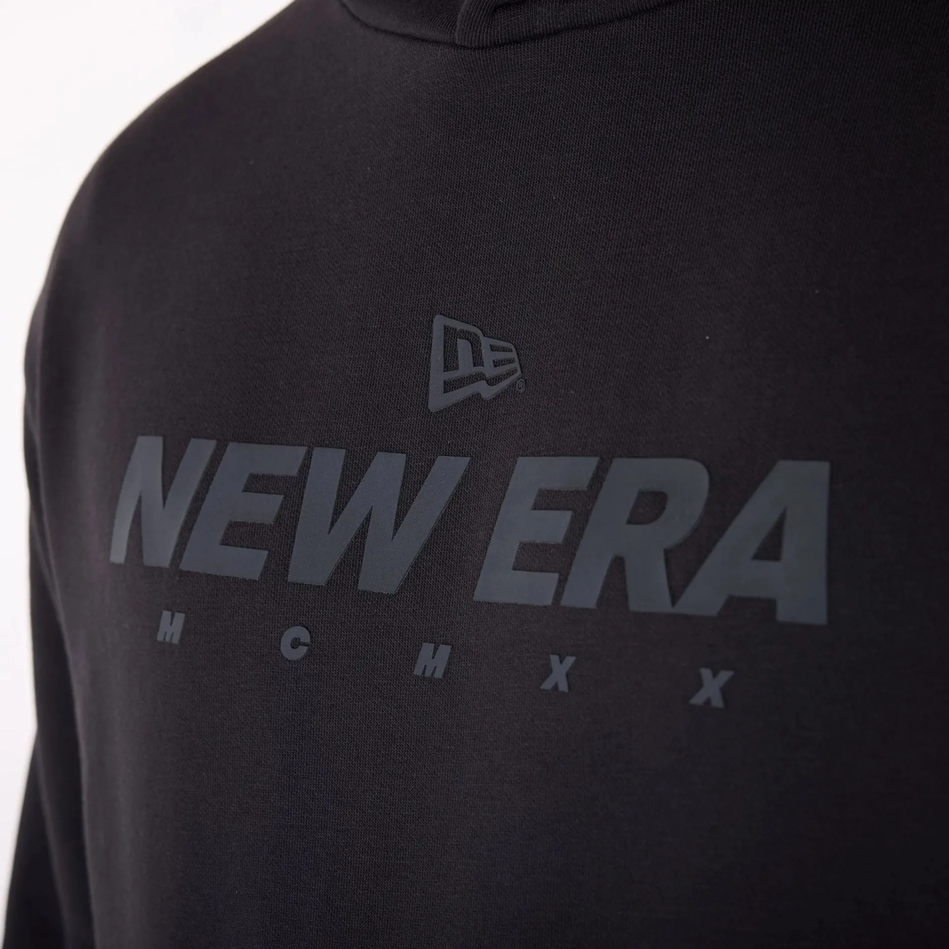 Chambray New Era Flag Logo Black Oversized Pullover Hoodie