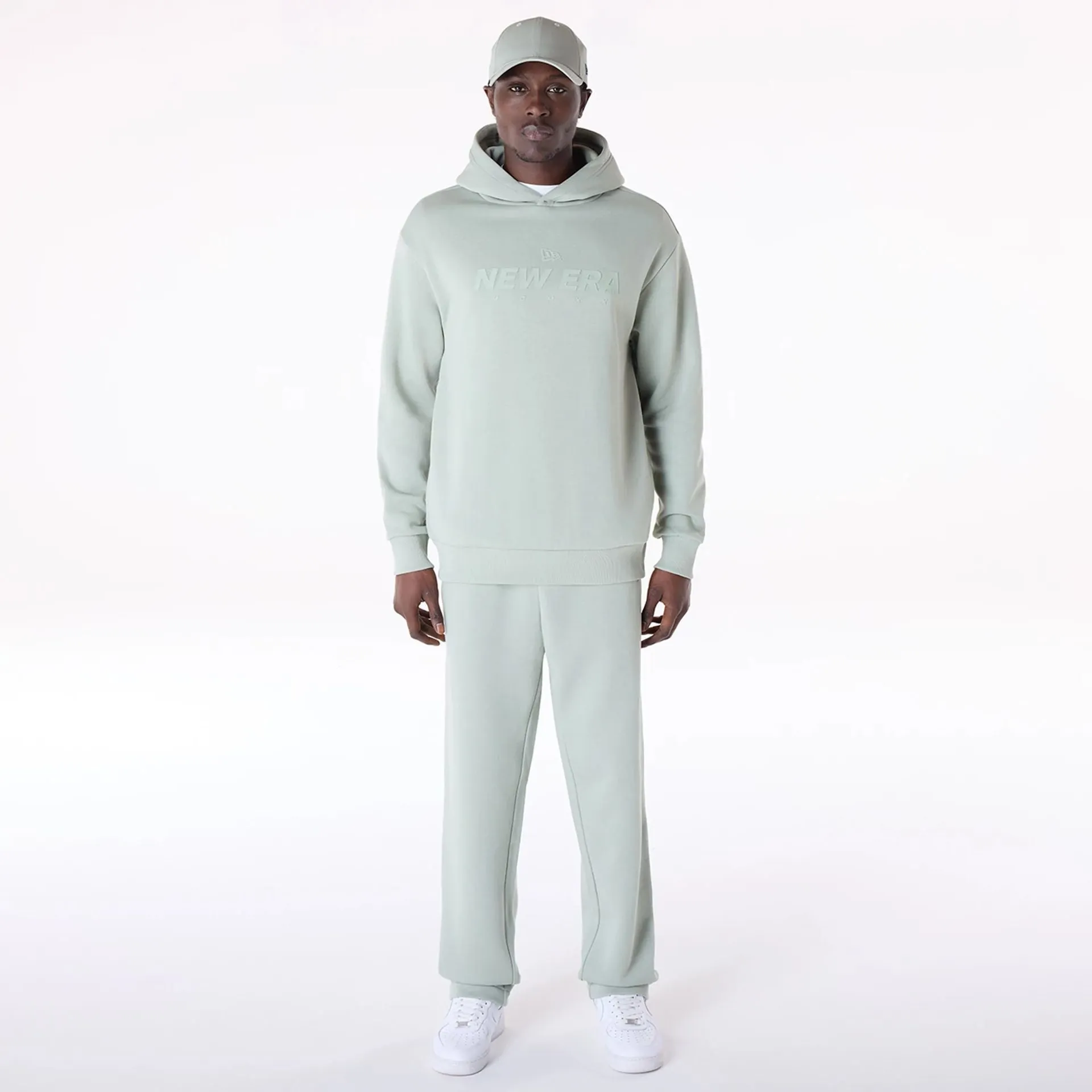 Branded Look New Era Flag Pastel Green Oversized Pullover Hoodie