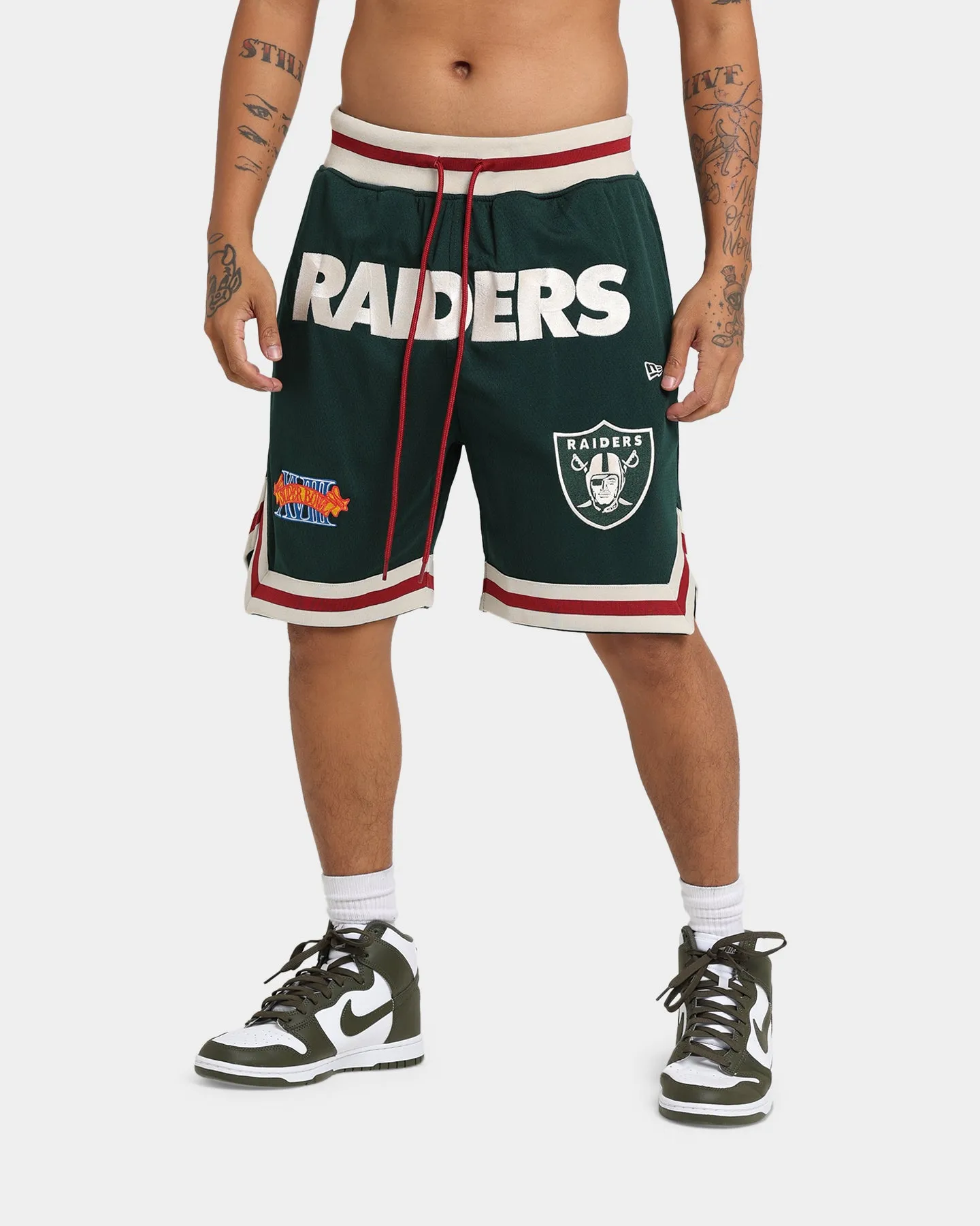 New Era Las Vegas Raiders Mesh Shorts Dark Green Airy Feel Elastic Waistband Design