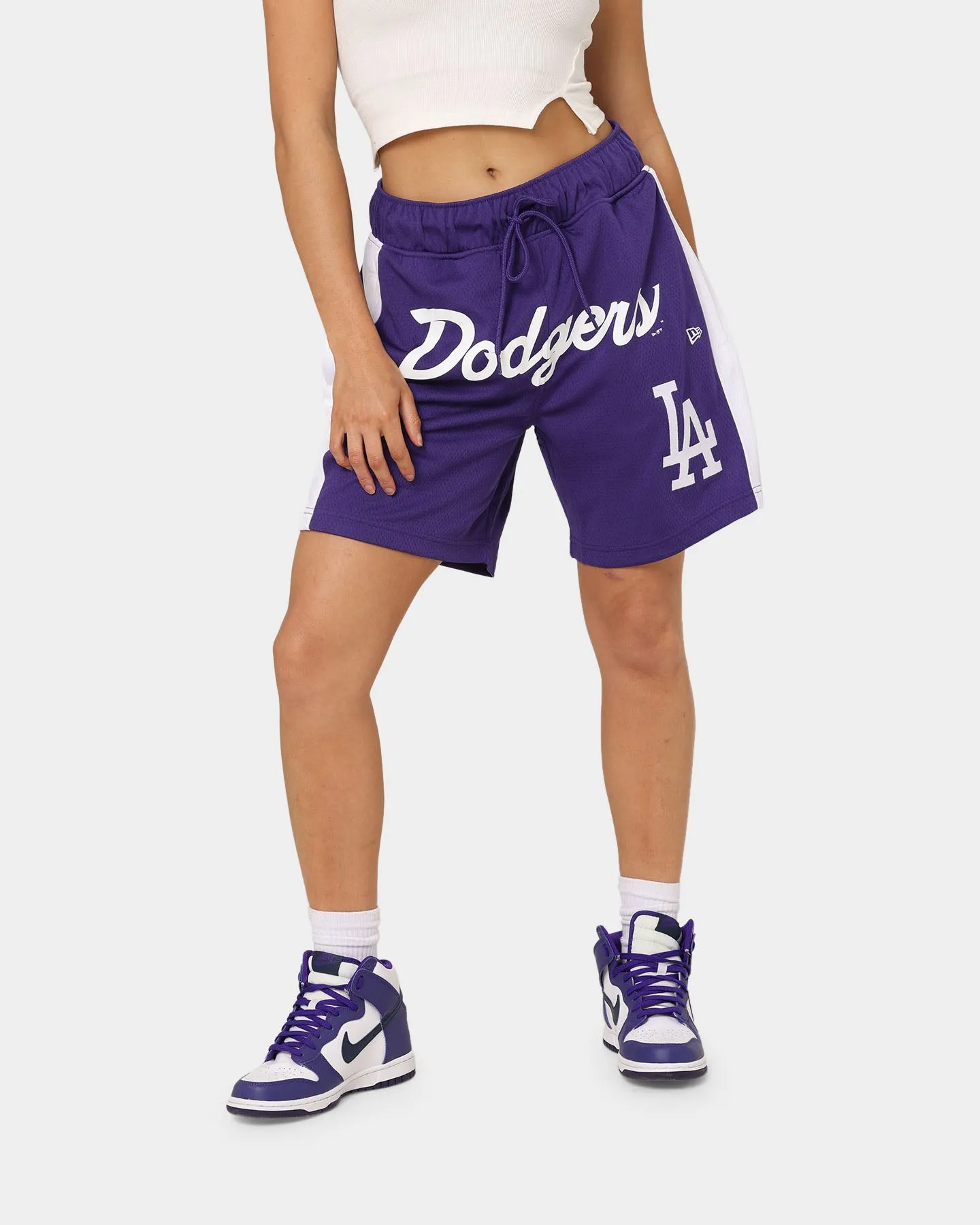 New Era Los Angeles Dodgers Basketball Shorts Purple Eco Friendly Material Quick Comfort