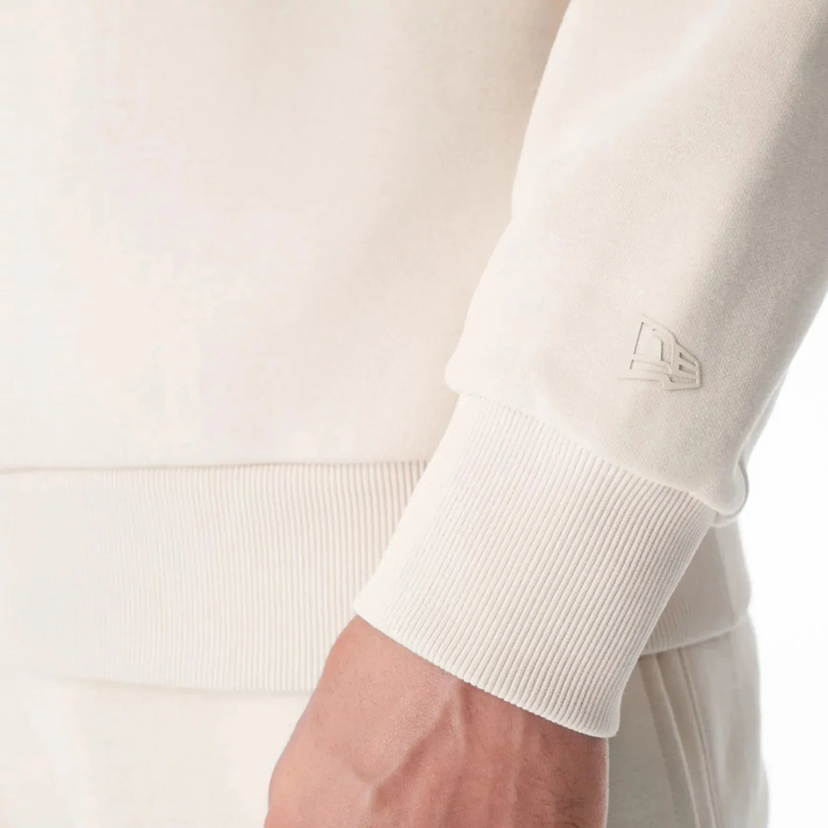 NEW ERA New Era Flag Cream Oversized Pullover Hoodie Vacation Style