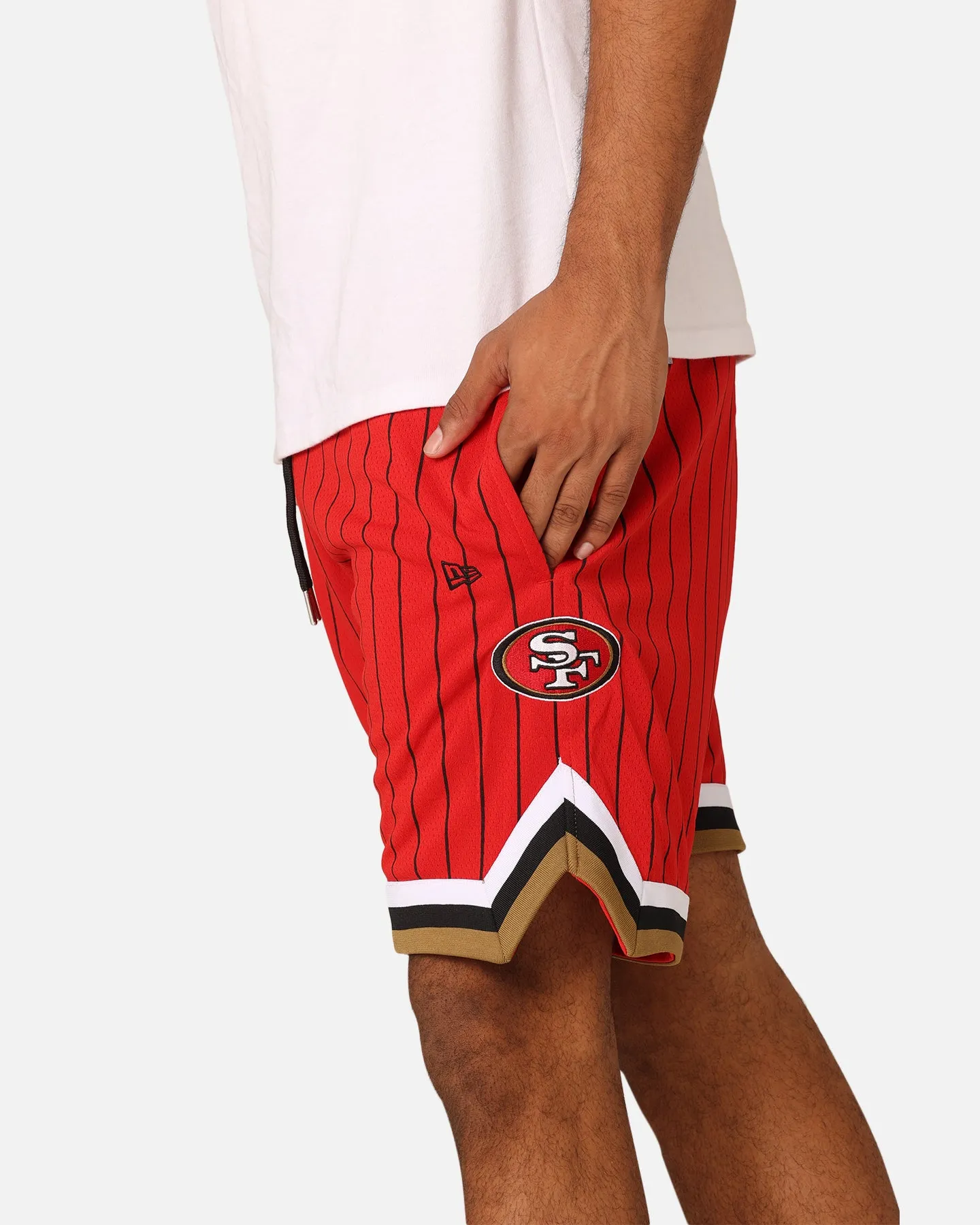 New Era San Francisco 49ers Pinstripe Shorts OTC Relaxed Movement Reinforced Hemlines