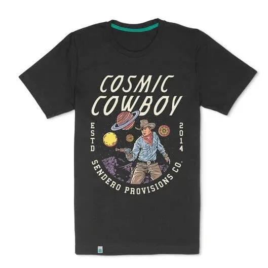 Sendero Provisions Co. Men's Cosmic Cowboy Graphic T-Shirt in Asphalt Active Wear Fit Relaxed and Comfy