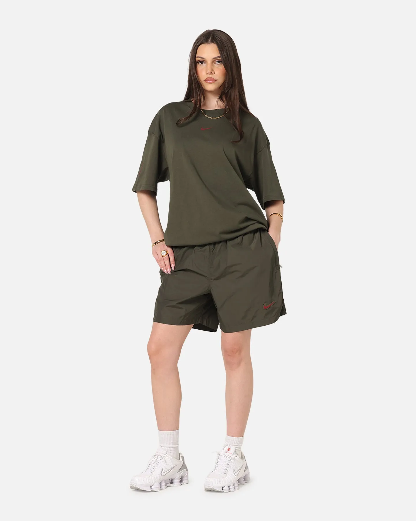 Nike Nocta Cardinal Nylon Shorts Khaki Soft Material Breathable Waist