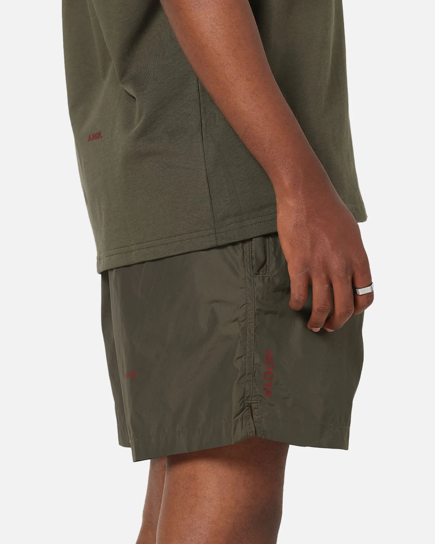 Nike Nocta Cardinal Nylon Shorts Khaki Relaxed Waistband