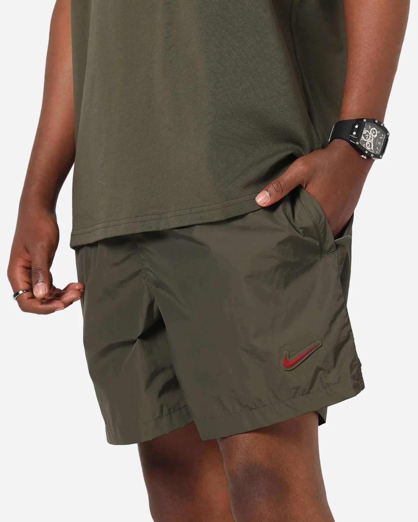 Nike Nocta Cardinal Nylon Shorts Khaki Elastic Band