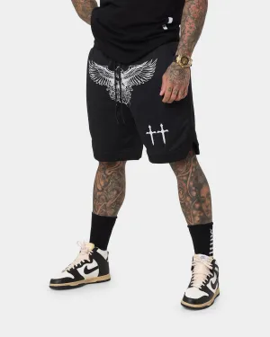 Saint Morta Bird Of Prey Basketball Shorts Black/White Moisture Wicking Lining Port Pocket Design