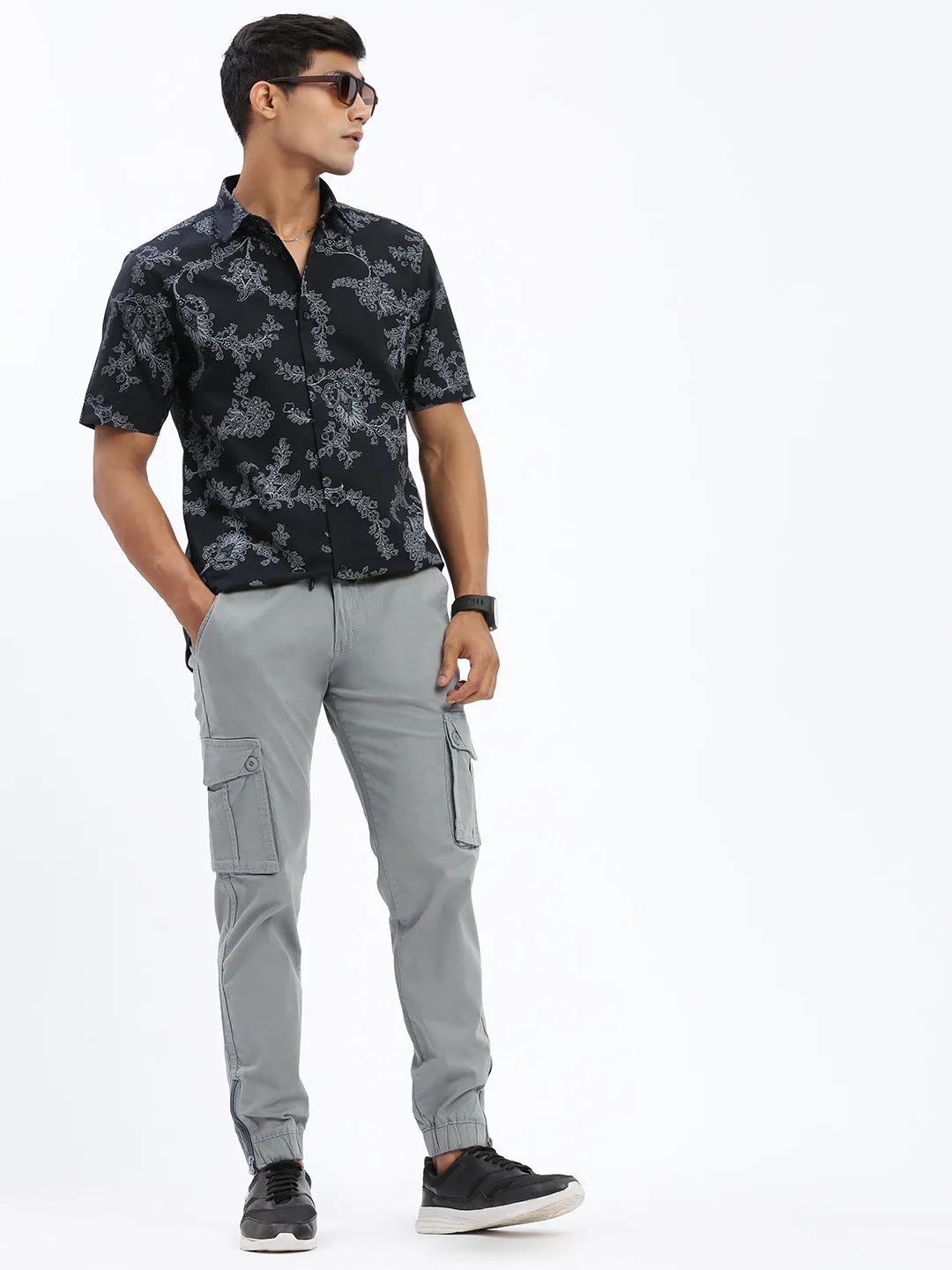 Perfect Movement SustainableManufacturing Men's Grey Comfort Slim Fit Cotton Joggers Trousers