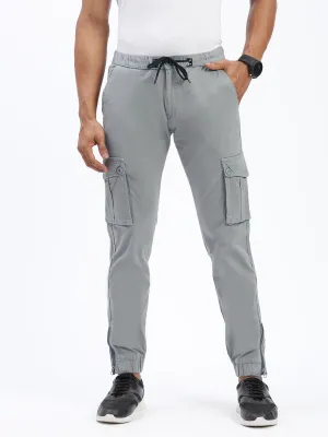 Men's Grey Comfort Slim Fit Cotton Joggers Trousers AbrasionResistantFabric Non Restrictive