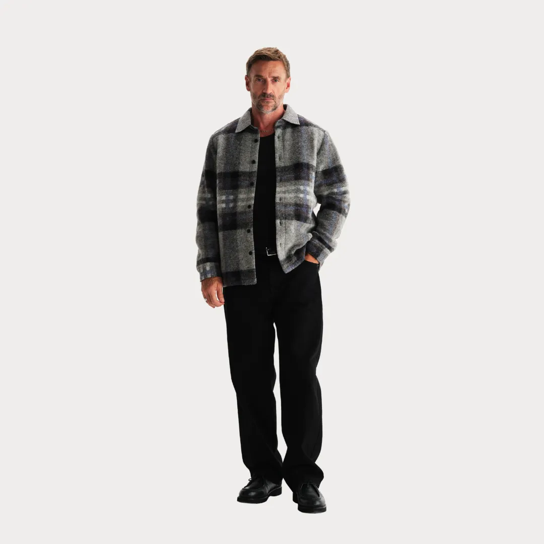 Modern Day Look Nolan Overshirt Wool Check (Grey   Blue)