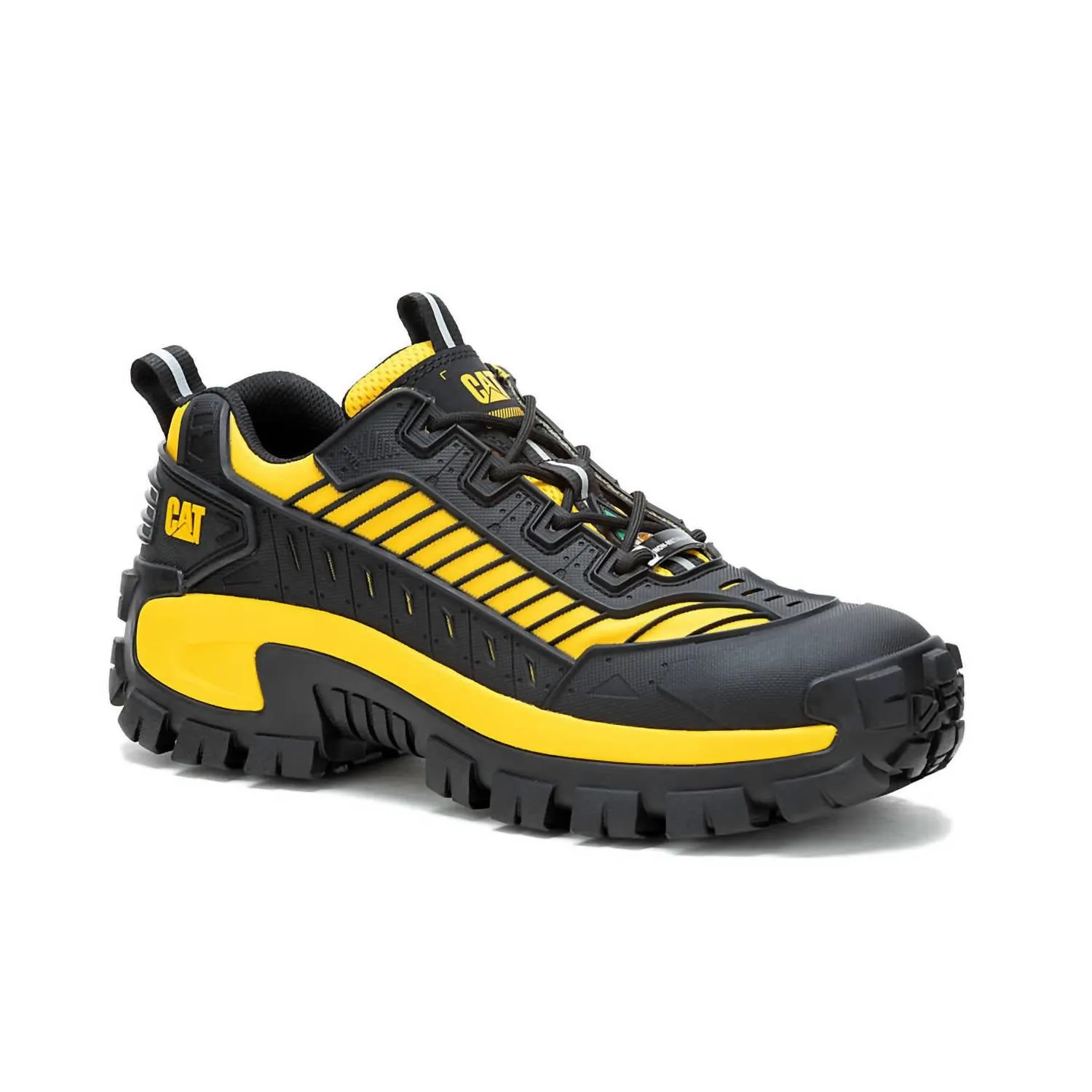 Edge Shade Shock Pad Men's Caterpillar Invader Mecha Composite Toe Work Shoe In Black/cat Yellow