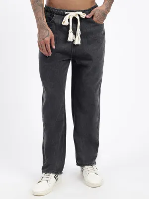 Party Look Earthy Men's Grey Slim Fit Cropped Jeans