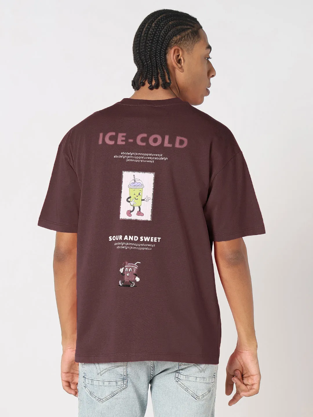 Men's Printed Brown Relaxed Fit T-Shirt Relaxing Wear