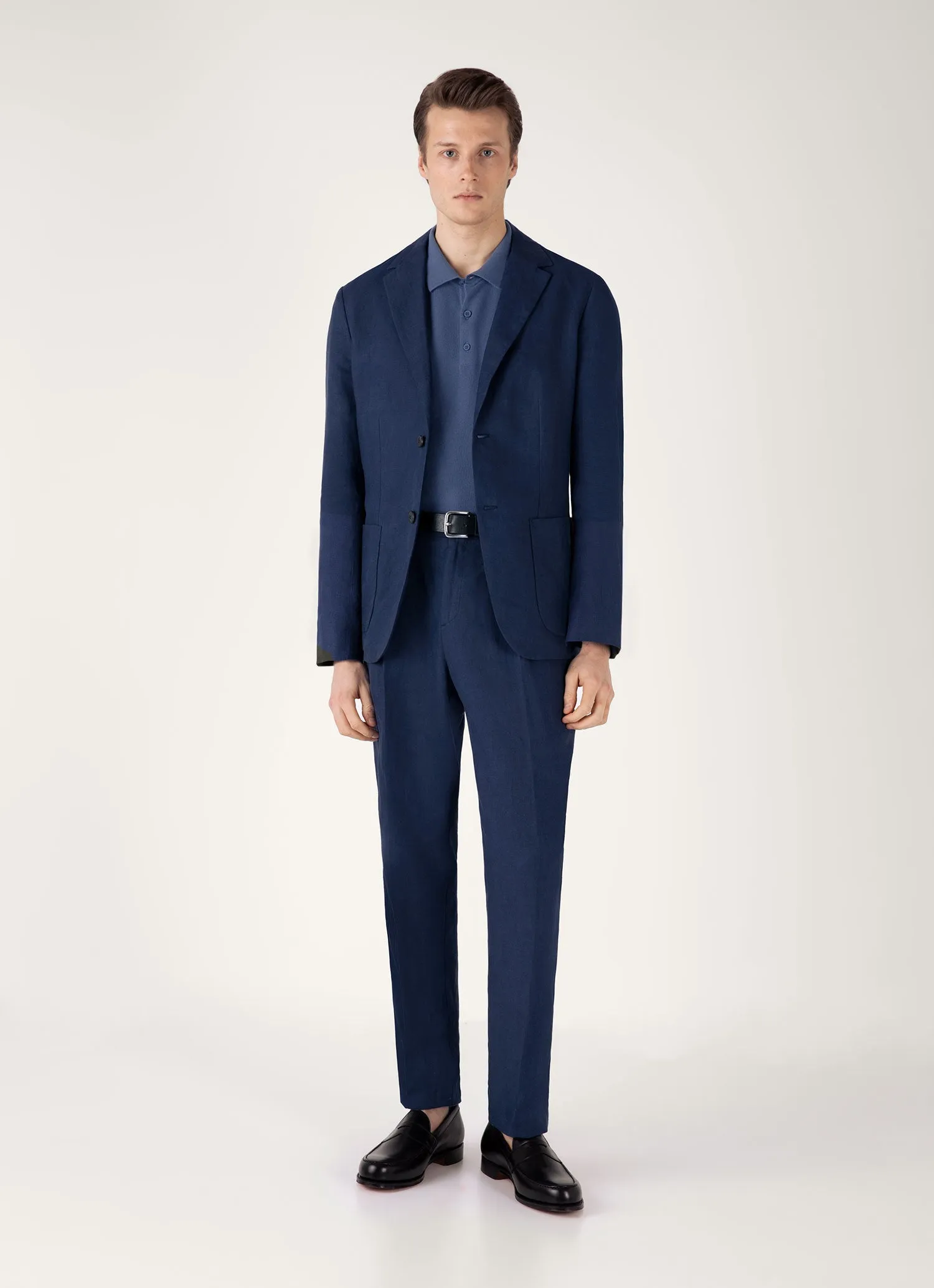 UPF Protection Men's Knit Polo Shirt in Soft Denim