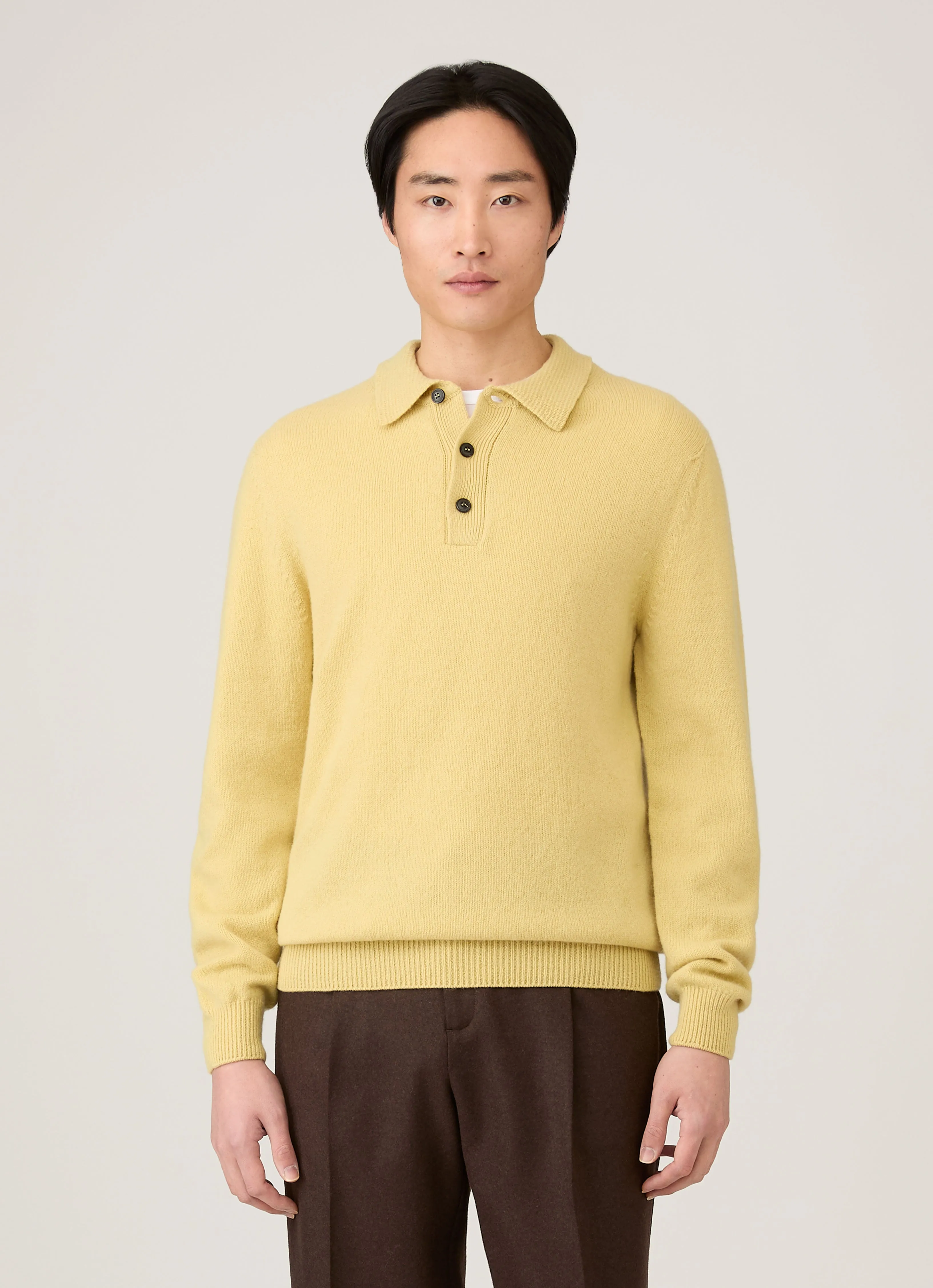 Fast Drying Material Weekend Vibes Men's Lambswool Polo Shirt in Dusty Yellow