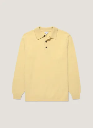 Men's Lambswool Polo Shirt in Dusty Yellow Off Duty