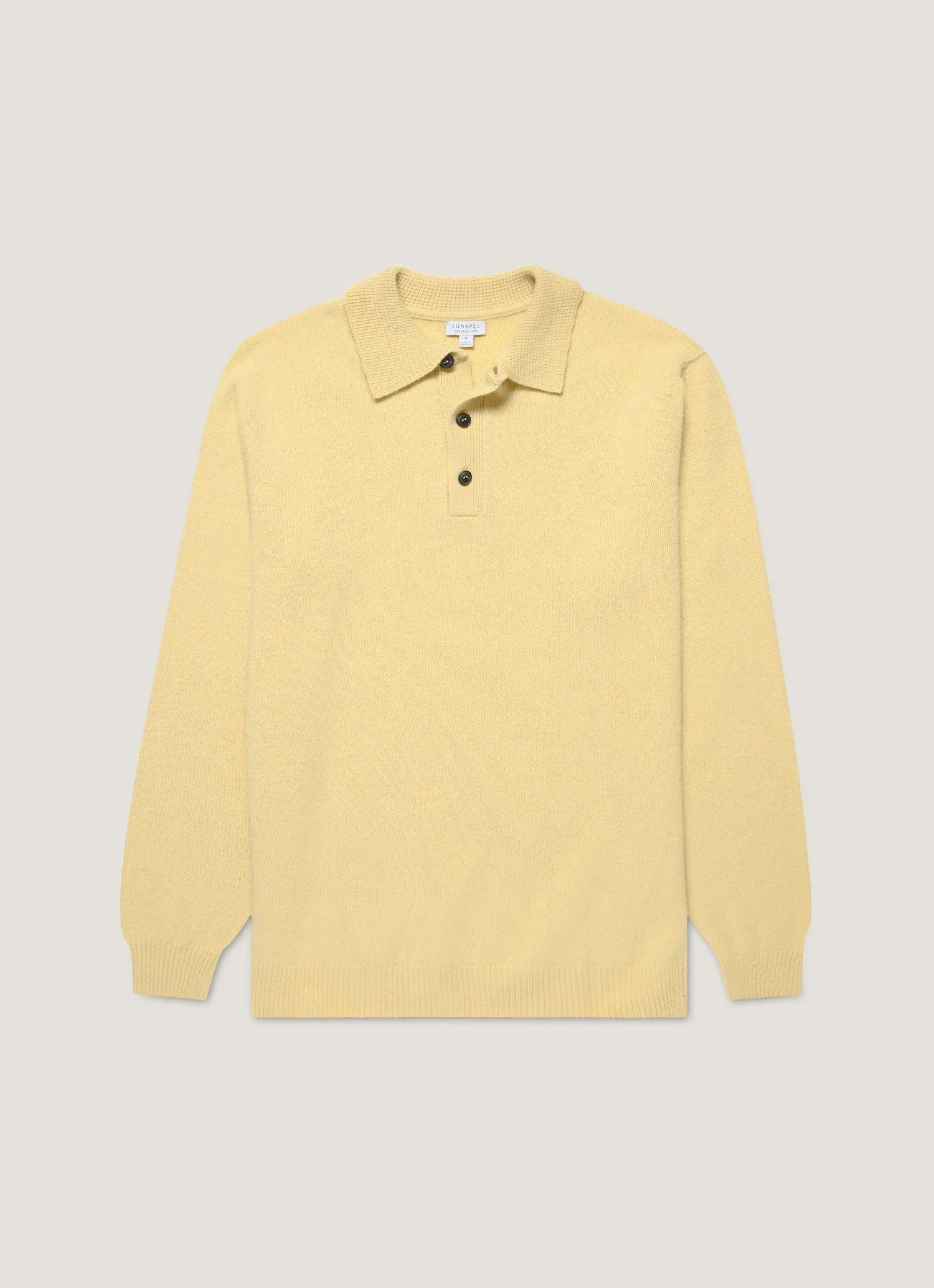 Men's Lambswool Polo Shirt in Dusty Yellow Off Duty