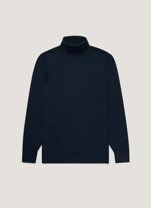Thermal Insulation Layer Men's Extra-Fine Merino Roll Neck in Light Navy