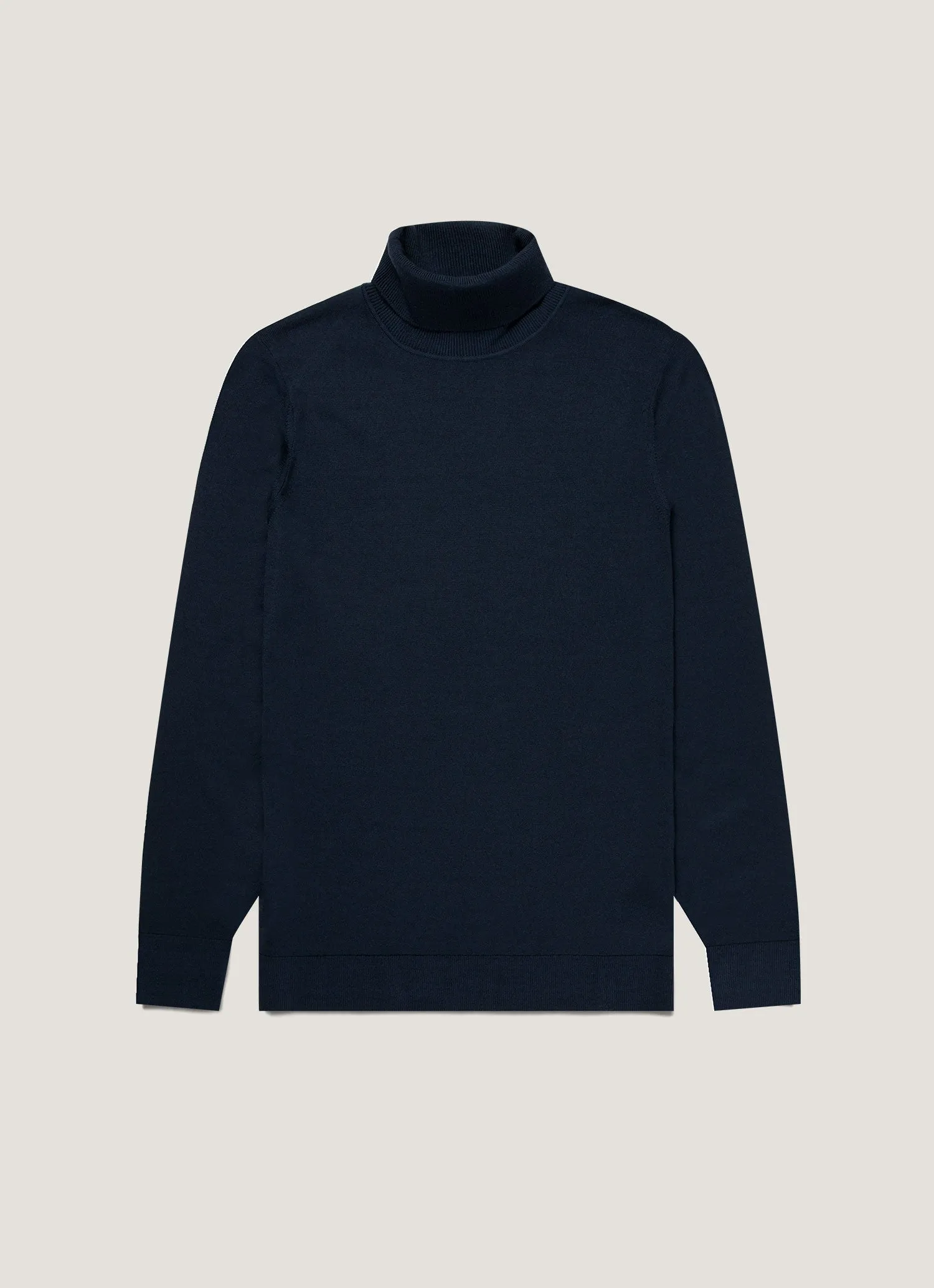 Thermal Insulation Layer Men's Extra-Fine Merino Roll Neck in Light Navy
