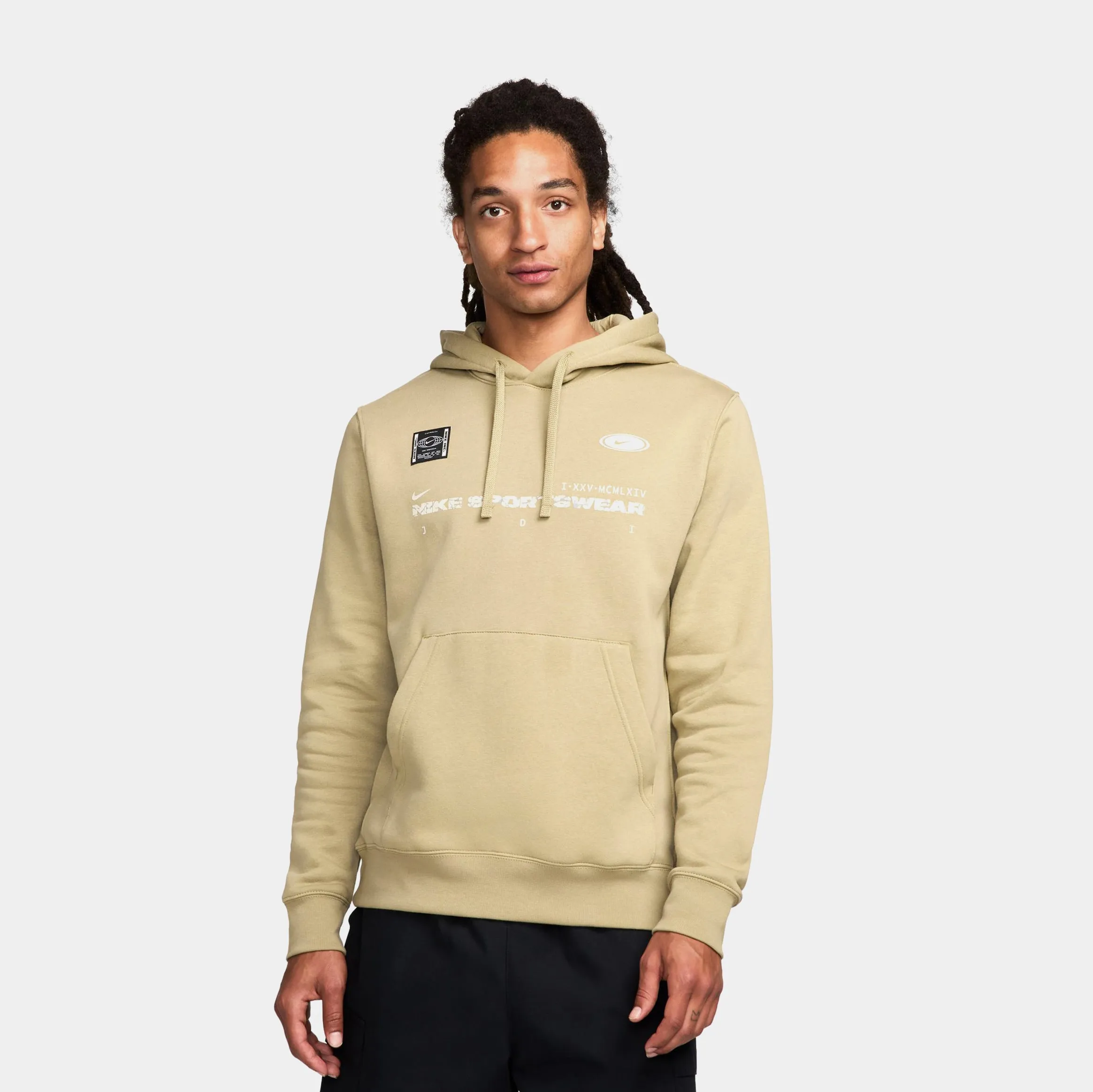 Embroidered Logo NSW Club Pullover Mens Hoodie (Beige/White)