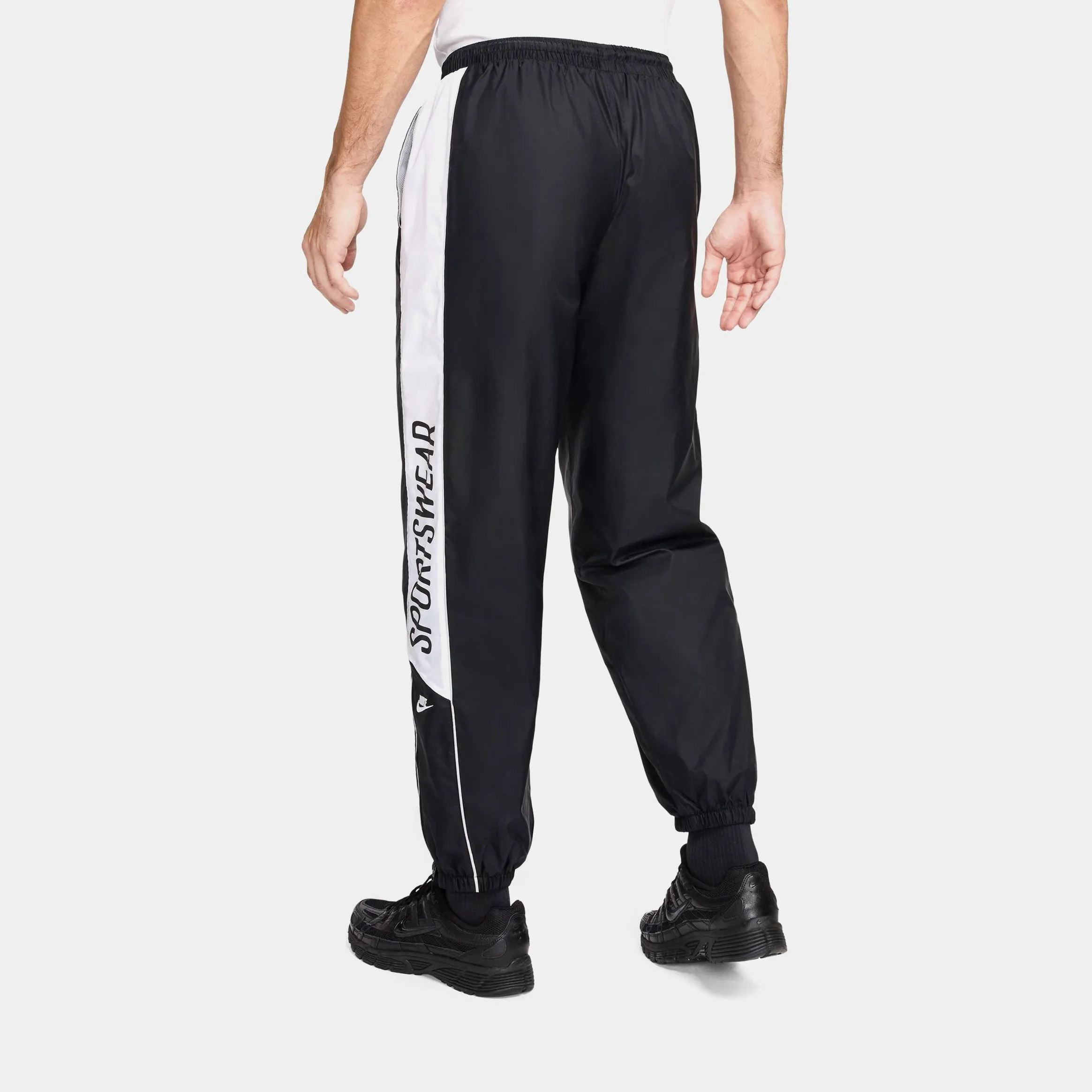 NSW Club Woven Joggers Mens Pants (Black/White) Cozy Waist Secure Closures