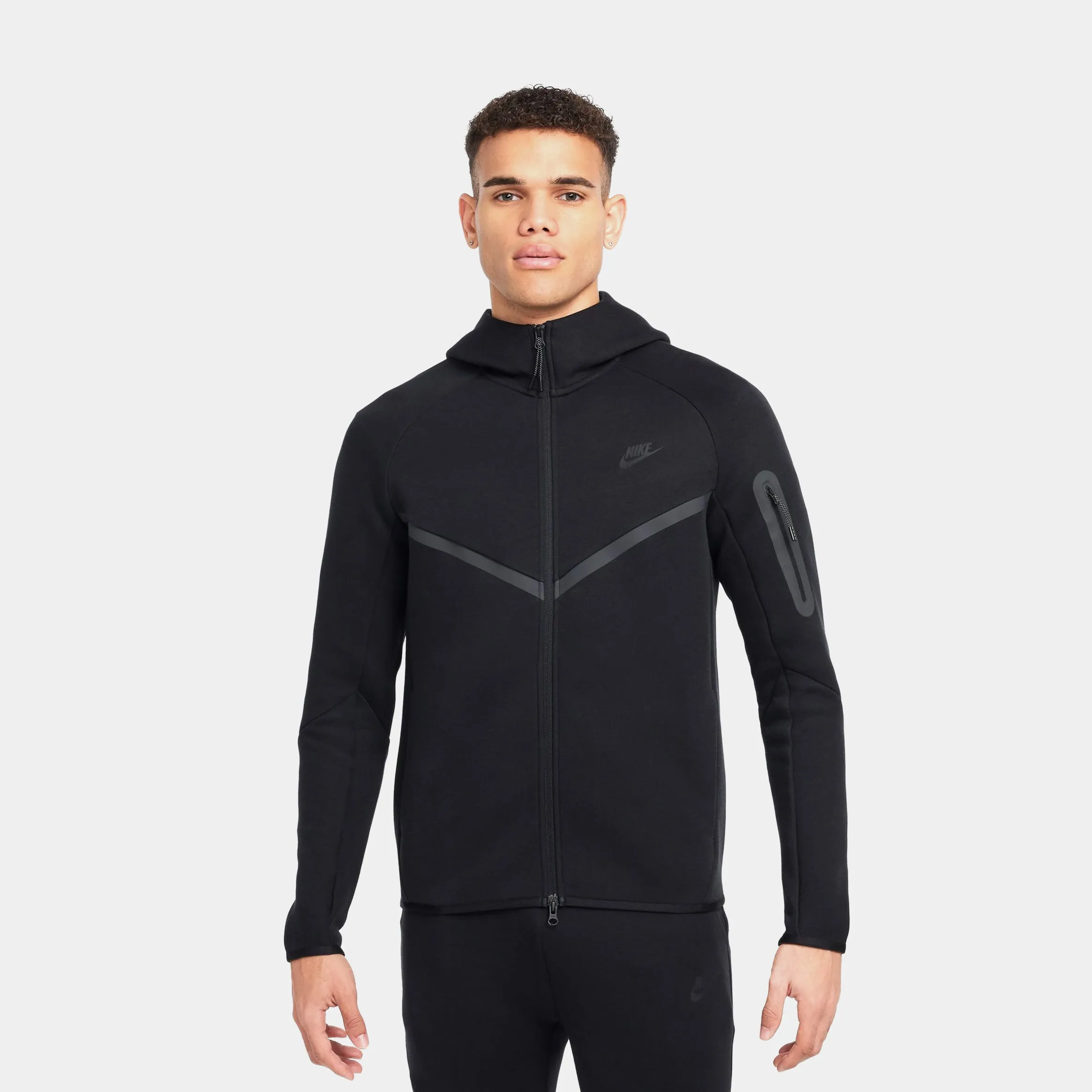 NSW Tech Fleece Full Zip Mens Hoodie (Black) product sporty appeal Tailored Fit