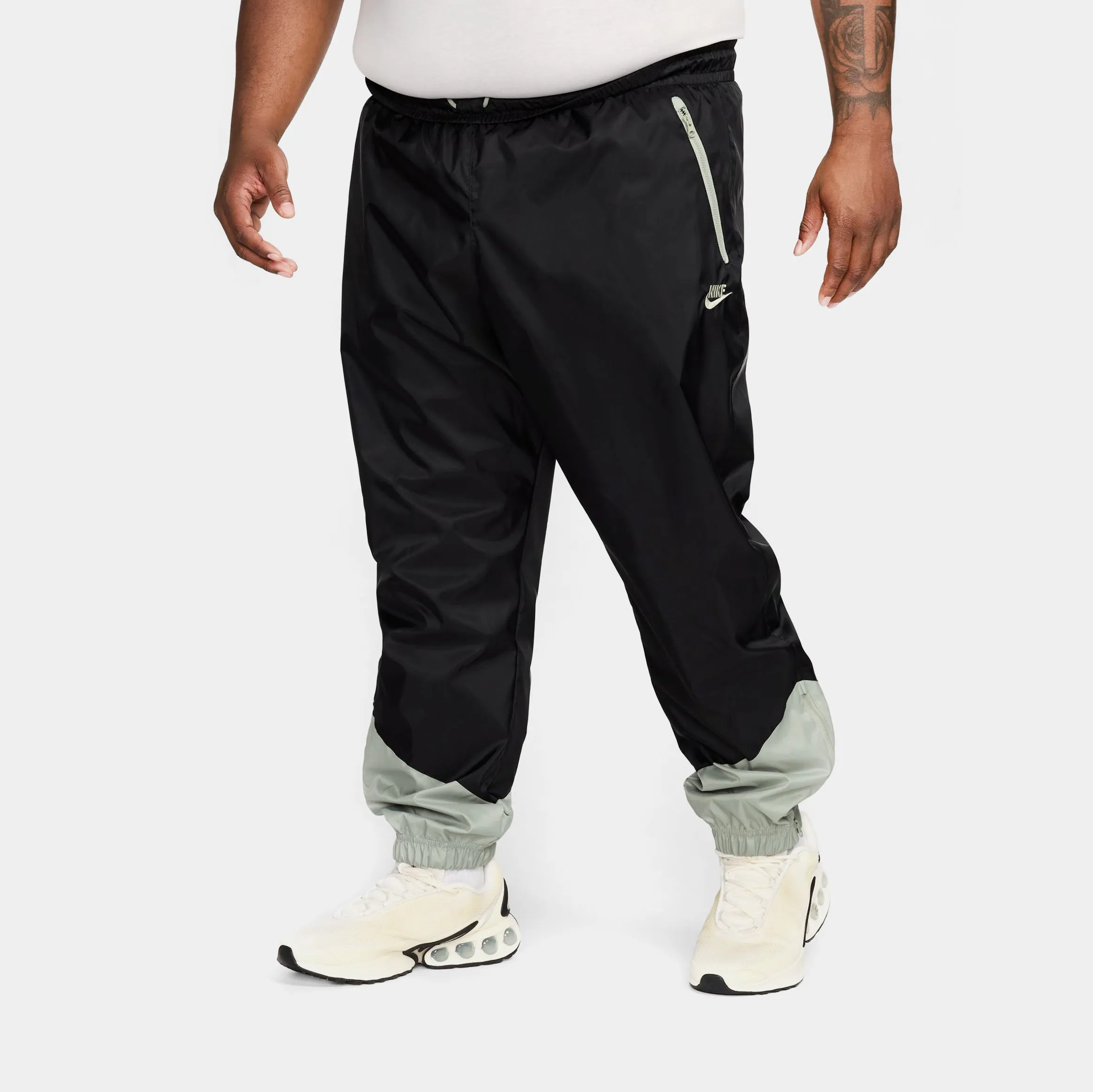 Stretch Flex Essential Wearable NSW Woven Lined Mens Pants (Black/Green)