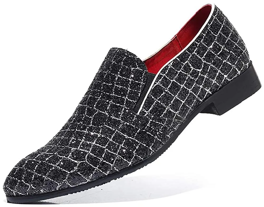 NXY Blue &amp; Black Penny Loafers for MenSoft Paillette Leather Fashion Slip-on Loafers &amp; Luxury Driving Shoes - Elegant Dress Loafers for Men Neat Pace