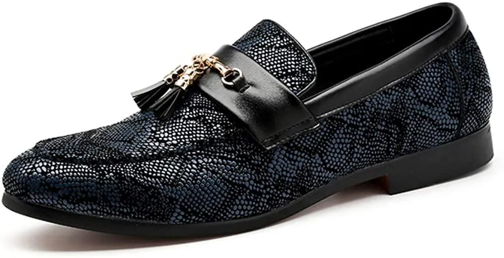 Weekend Ready NXY Blue Penny Loafers for MenPremium Fabric Leather Fashion Tassel Dress Shoes &amp; Slip On Driving Shoes - Stylish Porm Loafers for Men