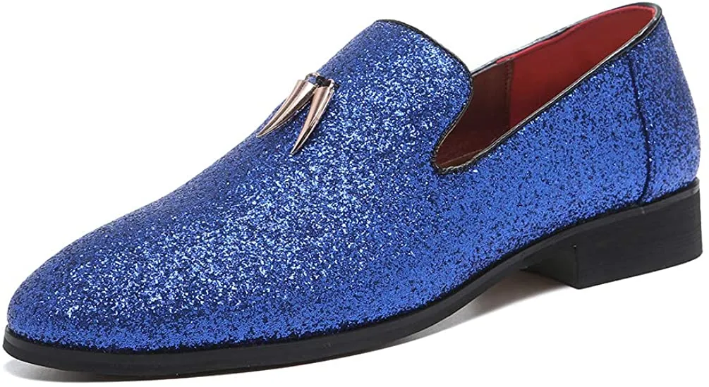 NXY Men's Luxury Sparkling Glitter Slip On Loafers Nightclub Party Dress Shoes Casual Style Shoes Self Love