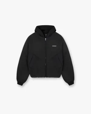Static Dissipating Threading Nylon Hooded Bomber Jacket - Black