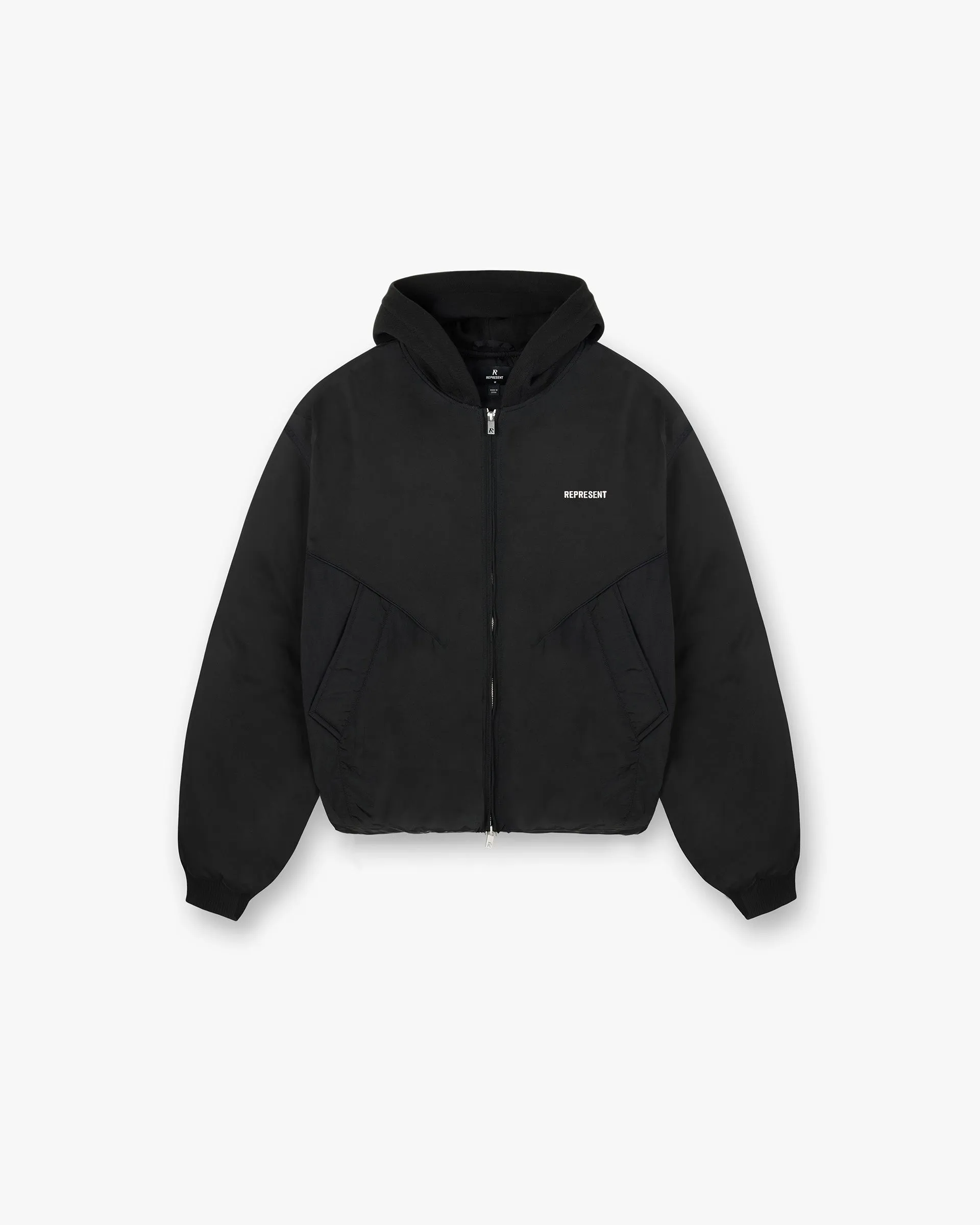 Static Dissipating Threading Nylon Hooded Bomber Jacket - Black