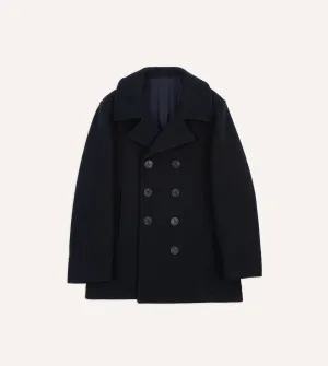 Navy Wool Double-Breasted Peacoat All Weather Adaptability