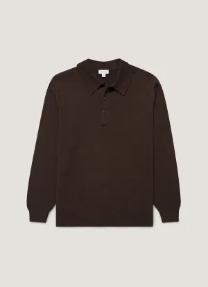 Men's Cashmere Polo Shirt in Truffle simple design