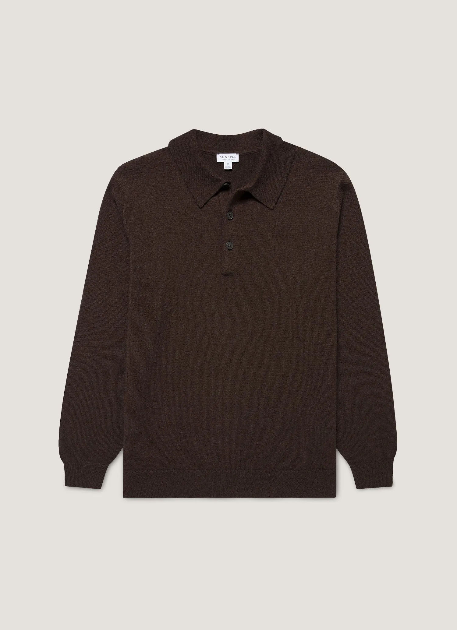 Men's Cashmere Polo Shirt in Truffle simple design