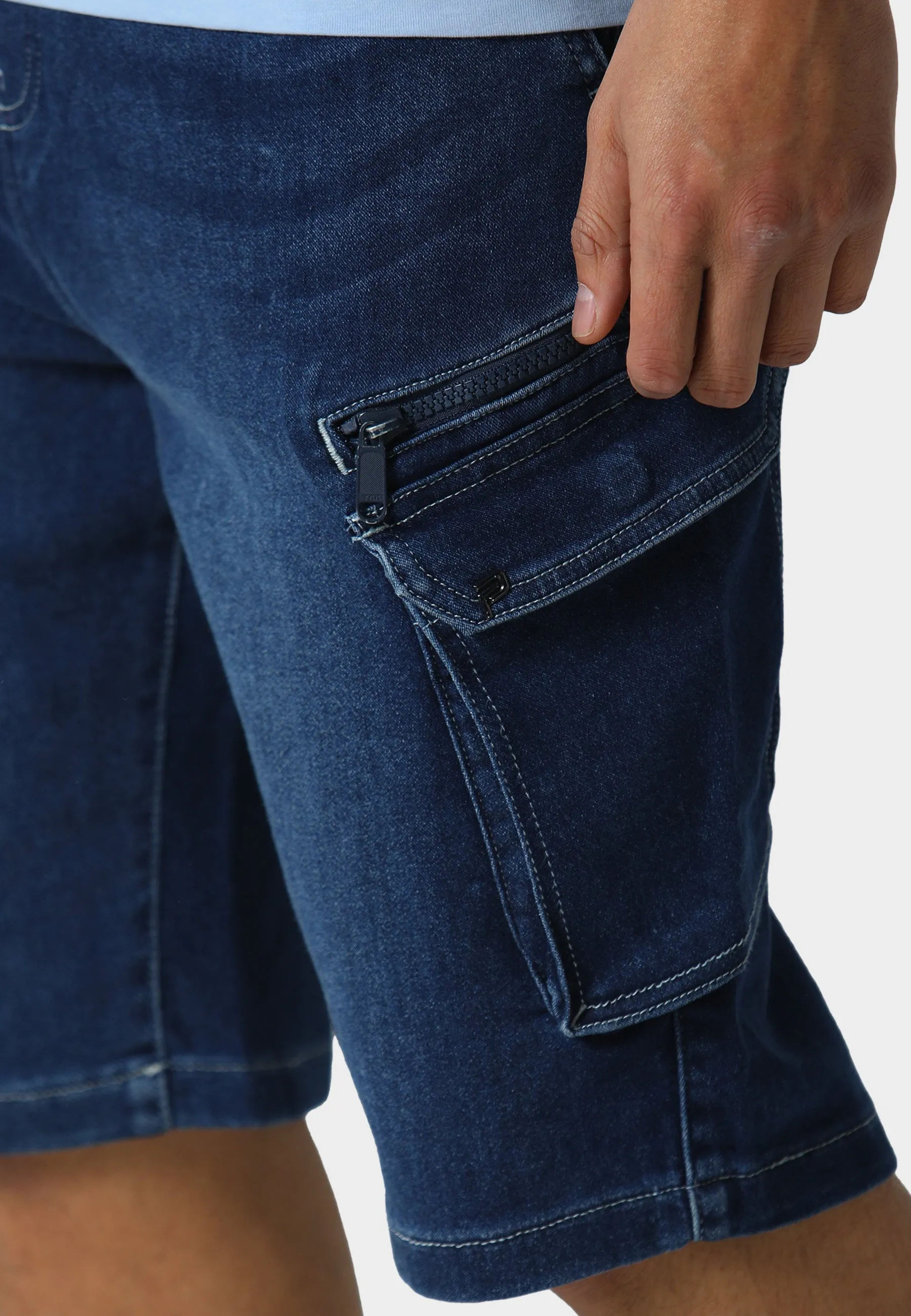 Kanturk 1039 Denim Shorts Leather Look