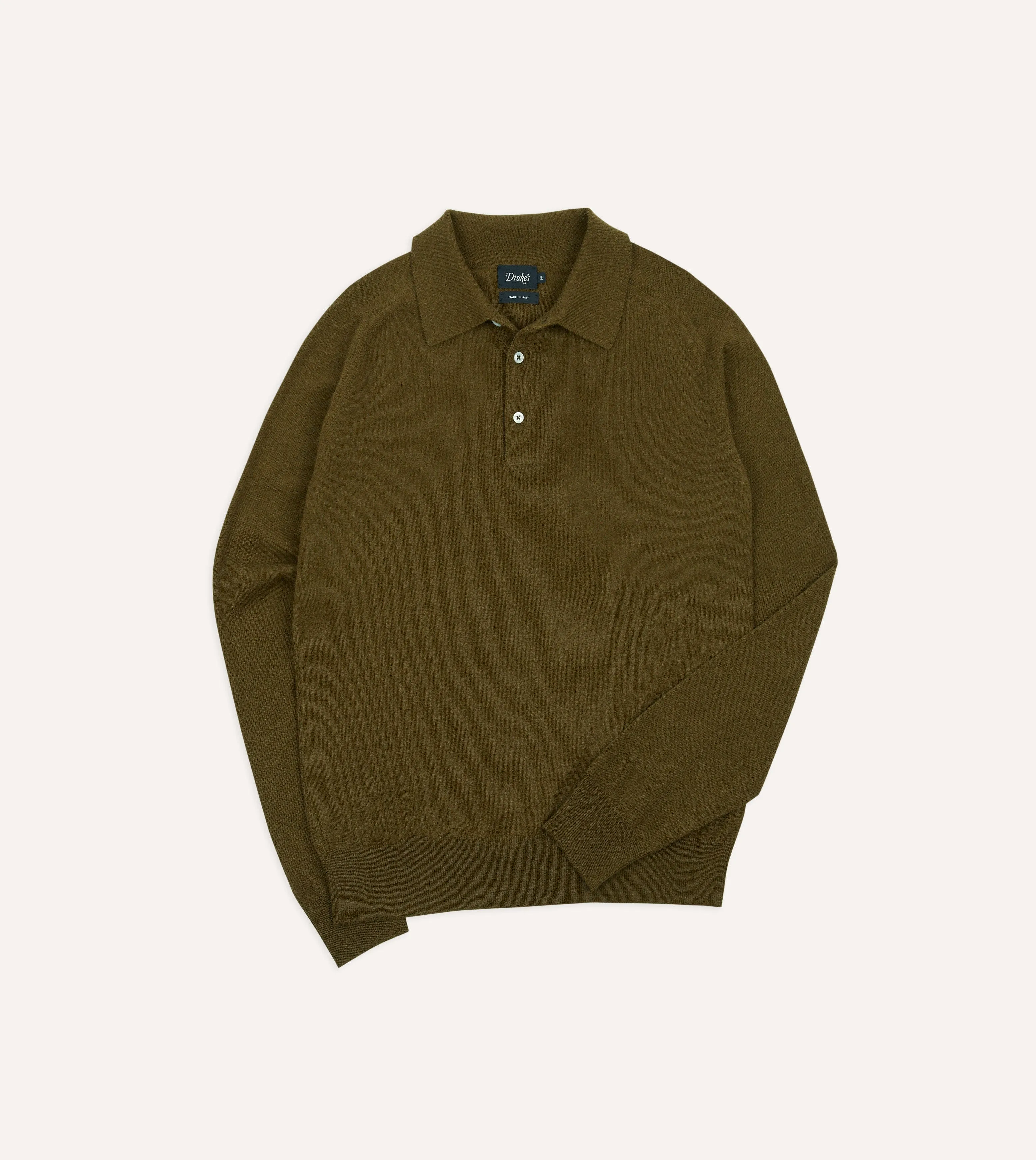 Olive Alpaca Wool Knitted Polo Versatile Piece Compression Fit Technology