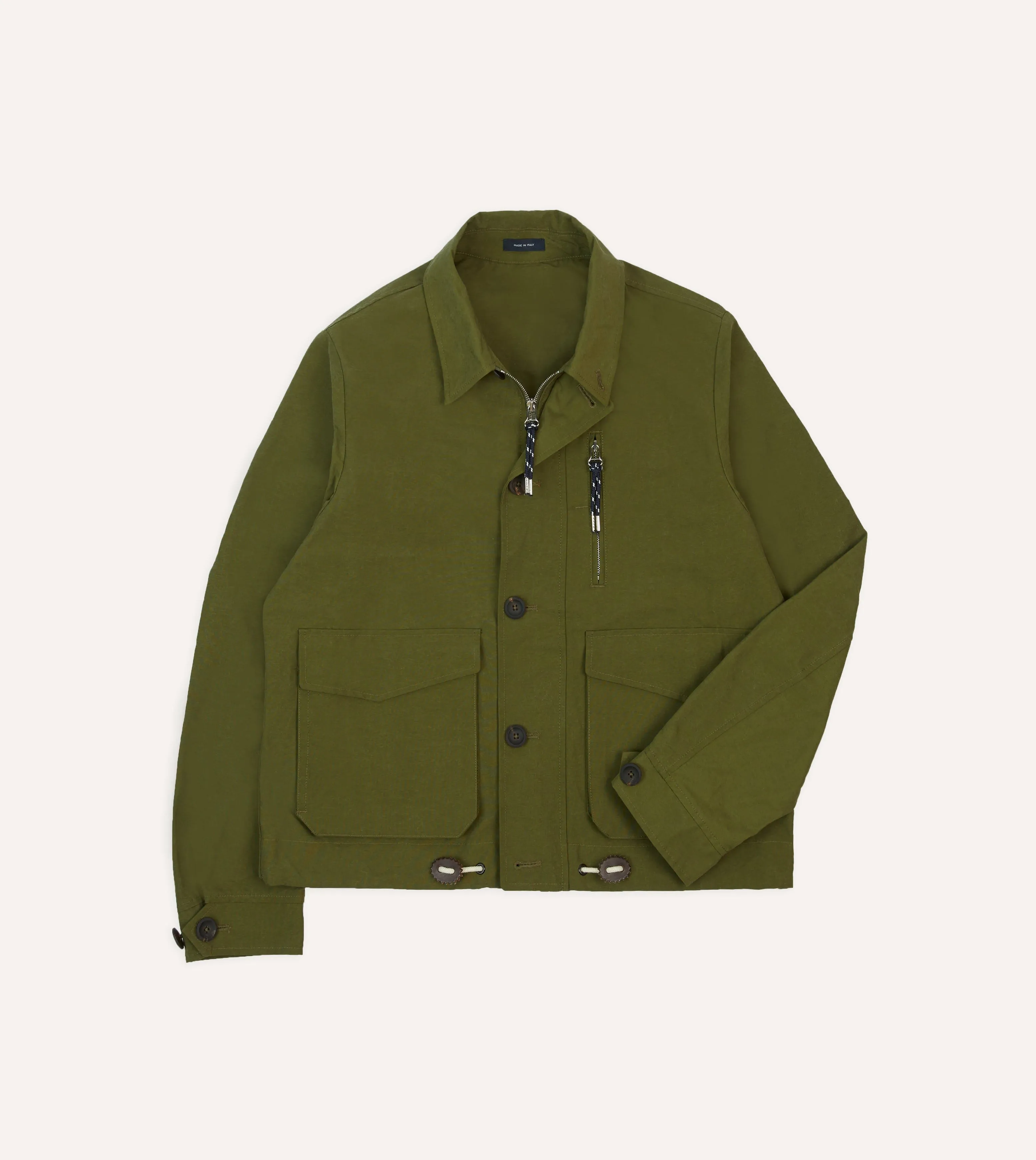 Ventilation Panels Vegan Fabric Olive Cotton Blouson Jacket