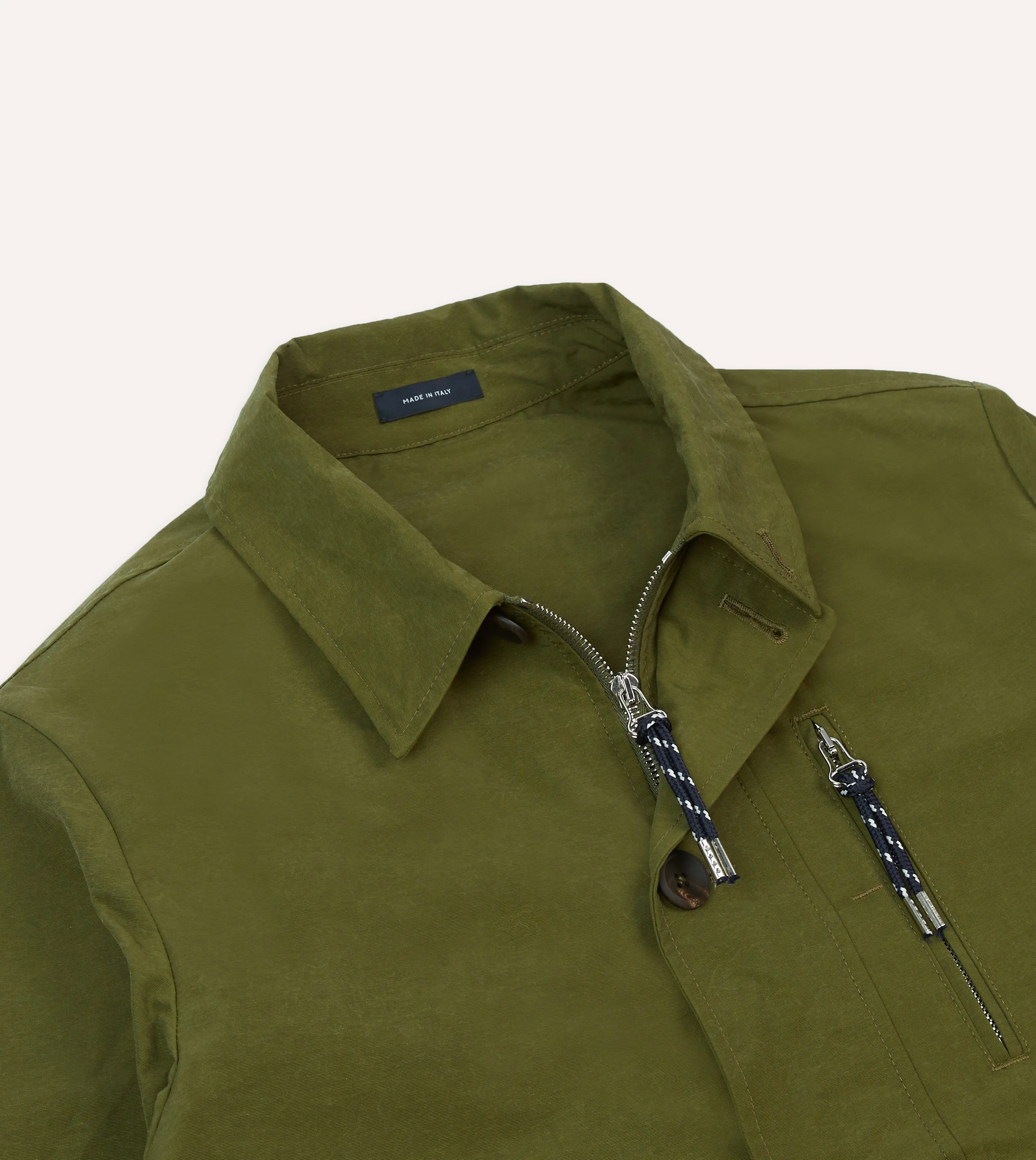 Olive Cotton Blouson Jacket wrinkle free