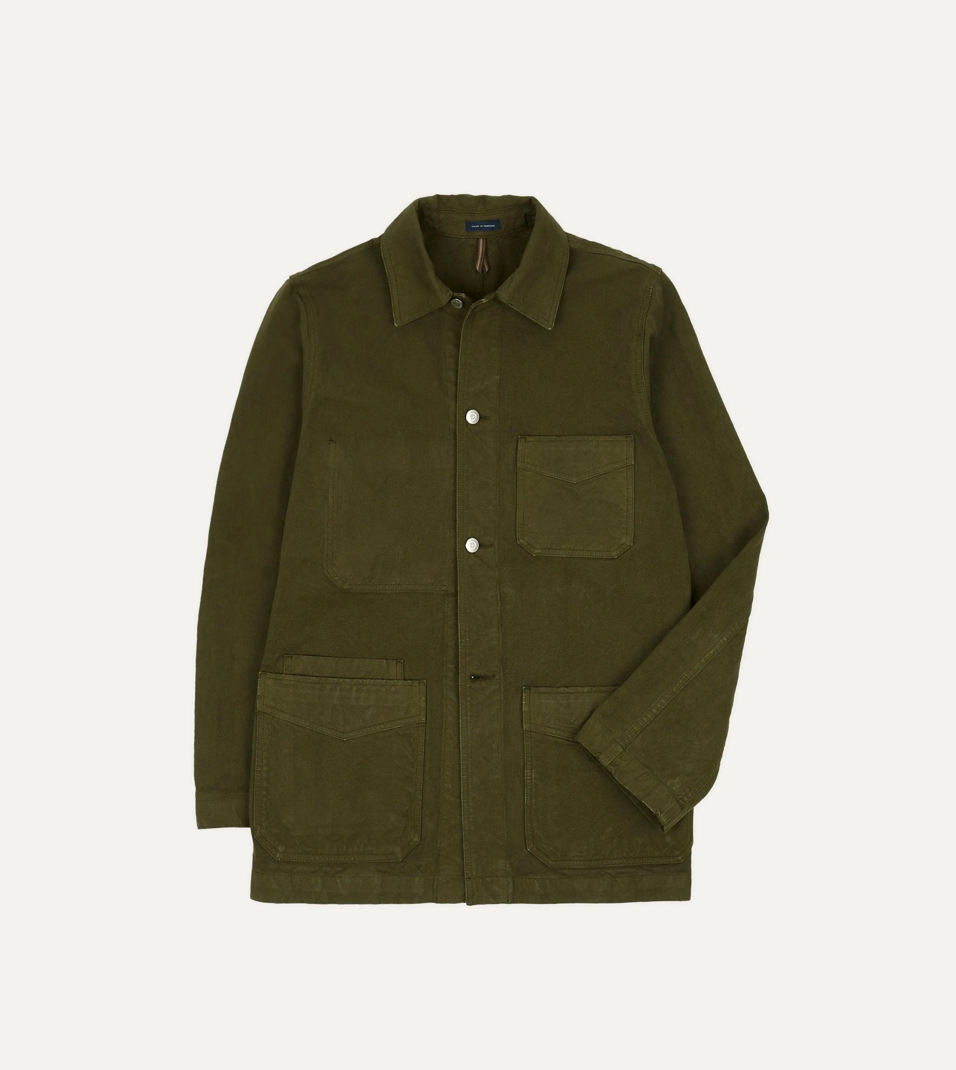 Friction Reducing Lining Eco Friendly Material Olive Cotton Duck Canvas Five-Pocket Chore Jacket